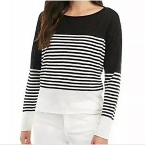 Eileen Fisher Colorblock Block Stripe Organic Linen/Cotton Sweater